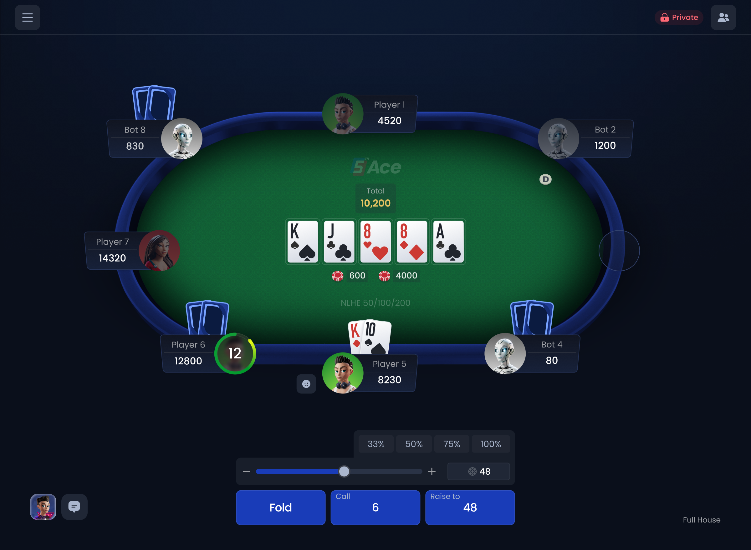 Live multiplayer poker table