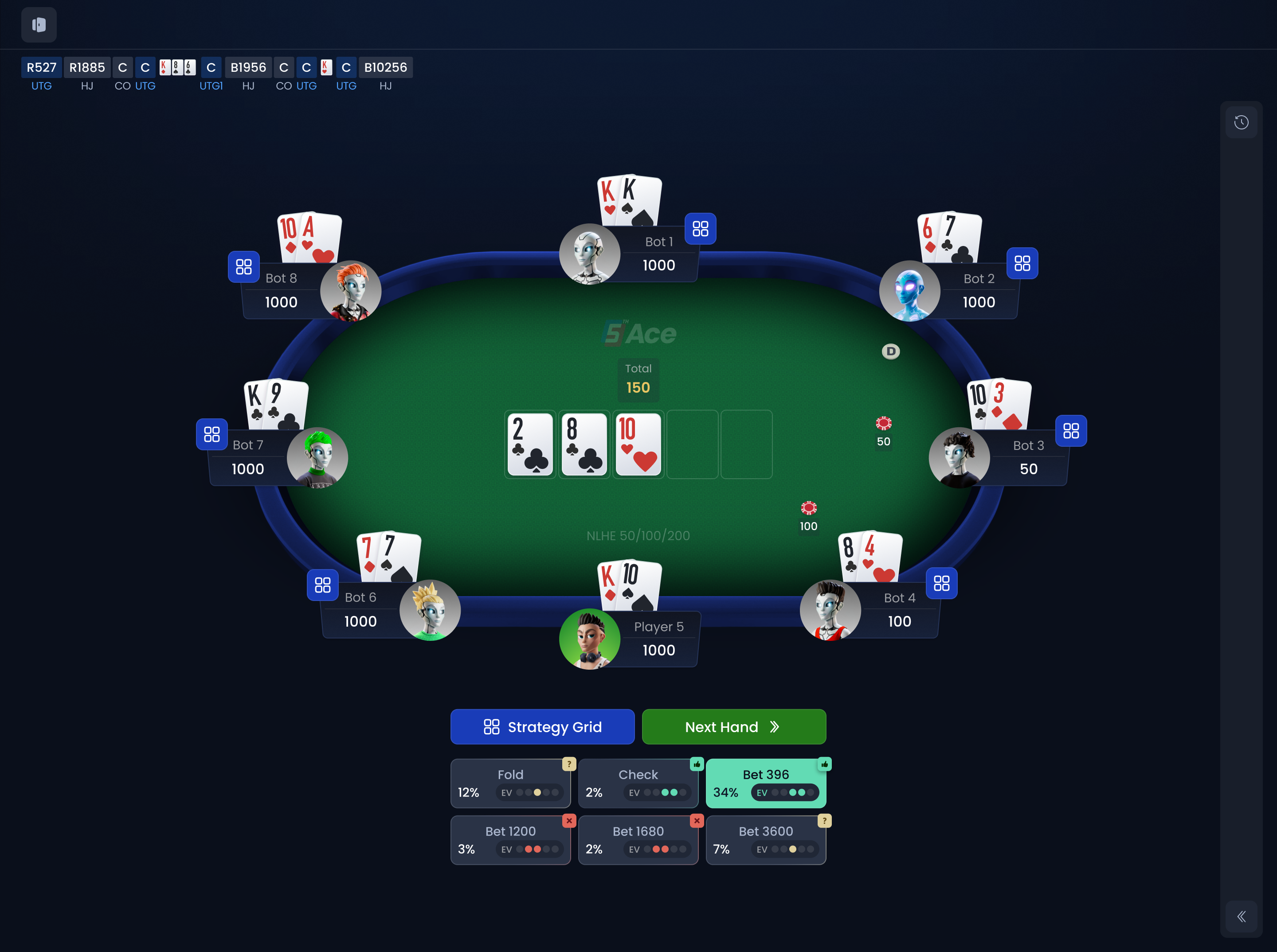 Practice with real-time GTO feedback